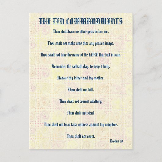 Les Dix Commandements Carte Postale Jaune Twists (Devant)