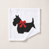 Les écossais Terrier/arc rouge, blanc ou (Gant de toilette)