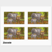 Les éléphants dans la forêt tropicale Stickers (Feuille)