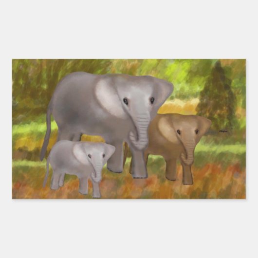 Les éléphants dans la forêt tropicale Stickers (Devant)