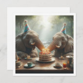 Les éléphants fêtent, invitation d'anniversaire de (Devant / Derrière)