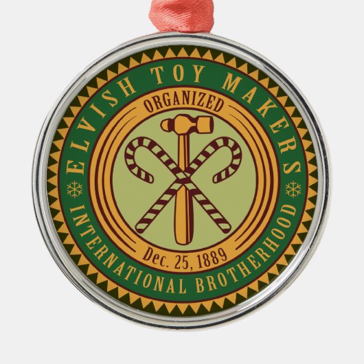 Les Elves Toy Makers Union Seal Ornement de Noël (Devant)