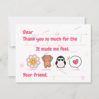 Les Enfants Remplissent En Carte de remerciements