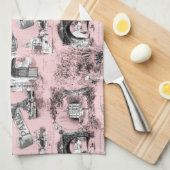 Les Environs de Paris ~ Dauphine Pink Theedoek (Quarter Fold)