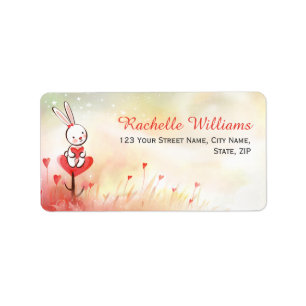 Les Étiquettes de adresse de Bunny des Coeurs d'a