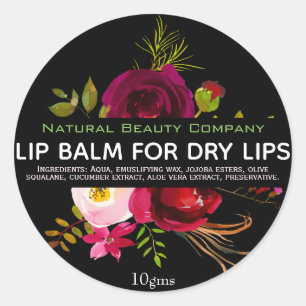 Les Étiquettes Floraux Noirs Pour Les Pots Lip Ba