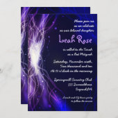 Les étoiles de Néon brillantes Invitation Bat mitz (Devant / Derrière)