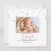 Les etoiles d'or rose Faire-part de Baptême (Devant)
