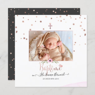 Les etoiles d'or rose Faire-part de Baptême