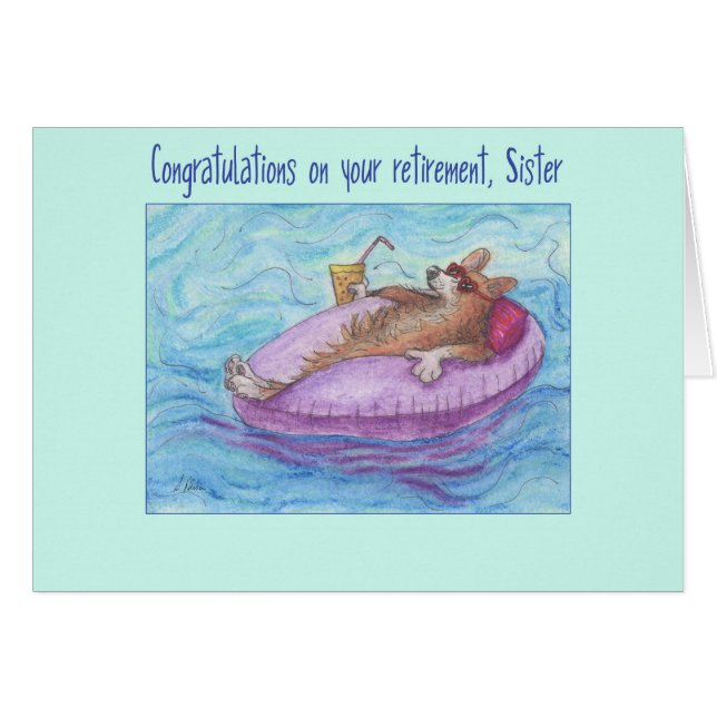 Les félicitations de retraite, soeur, corgi (Devant horizontal)