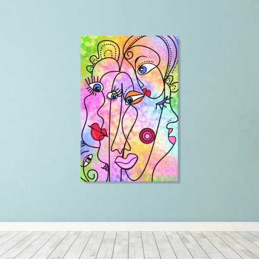 Les Femmes Abstraites Visage Toile Imprimer Style  (Insitu (Plancher de Bois))
