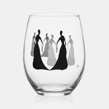 Les Femmes Black and Gray Steel 16oz.Wineglas