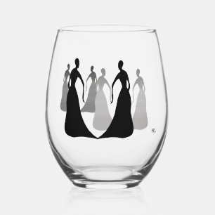 Les Femmes Black and Gray Steel 16oz.Wineglas Wijnglas Zonder Voet