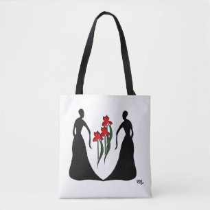 Les Femmes Bold Red Irises Gepersonaliseerde Boods Draagtas