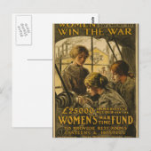 Les femmes gagnent la carte postale de guerre (Devant / Derrière)