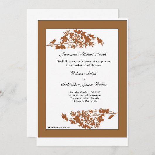 Les feuilles d'automne Faire-part de mariage (Devant / Derrière)