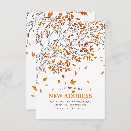 Les feuilles d'automne se déplacent Faire-part (Devant / Derrière)