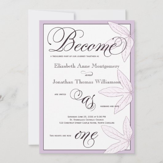 Les feuilles deviennent un seul Faire-part de mari (Devant)