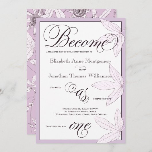 Les feuilles deviennent un seul Faire-part de mari (Devant / Derrière)