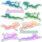 Les filles "Aimez nager" Stickers Sparkly Swimmer! (Devant)