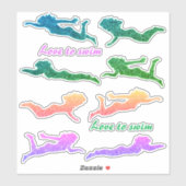 Les filles "Aimez nager" Stickers Sparkly Swimmer! (Feuille)