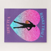 Les filles Basketball Coeur Puzzle personnalisé (Horizontal)