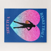 Les filles Basketball Coeur Puzzle personnalisé (Horizontal)