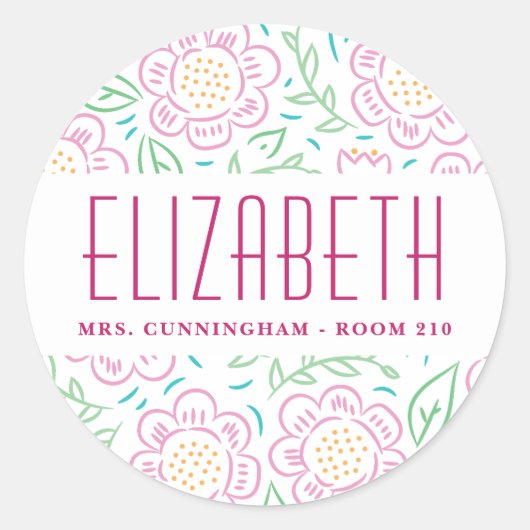 Les filles de retour à l'école Étiquette floral (Devant)