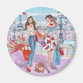 Les filles du shopping à Paris | Magnet (Devant)