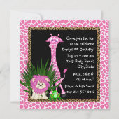 Les Filles Jungle Safari Invitations de fête d'ann (Dos)