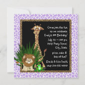 Les Filles Jungle Safari Invitations de fête d'ann (Dos)