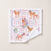 Les filles personnalisées nom collage avec poneys (Gant de toilette)