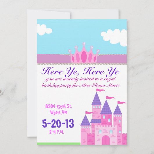 Les filles princesse rose Invitation (Devant)