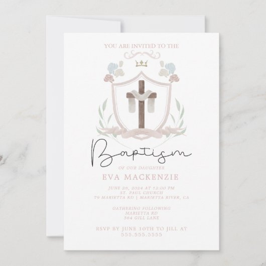 Les filles roses première invitation de baptême (Devant)