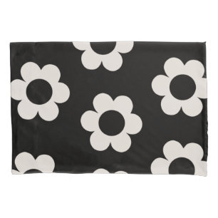 Les Fleurs 02 Black en White Floral Retro Flowers Kussensloop