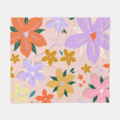 Les Fleurs 04 Retro Kleurrijke Bloemen Fleece Deken (Voorkant (Horizontaal))