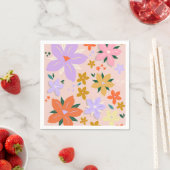 Les Fleurs 04 Retro Kleurrijke Bloemen Servet (Insitu)