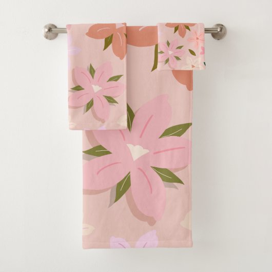 Les Fleurs 05 Bloemen Patroon Blush Roze Bloemen Bad Handdoek (Insitu)