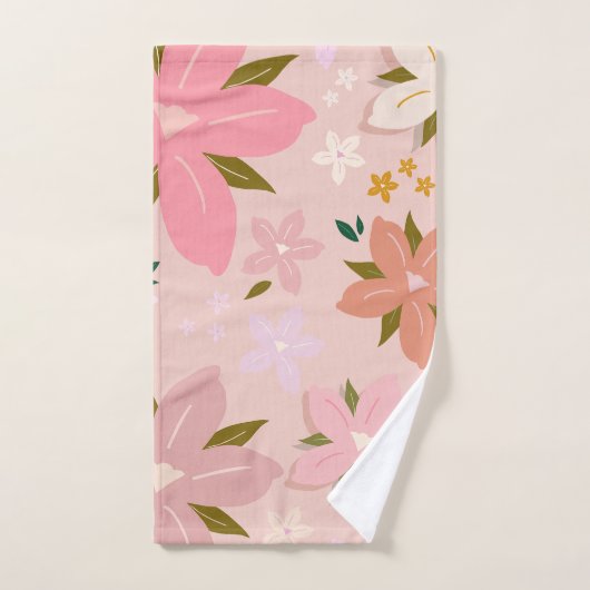 Les Fleurs 05 Bloemen Patroon Blush Roze Bloemen Bad Handdoek (Handdoek)