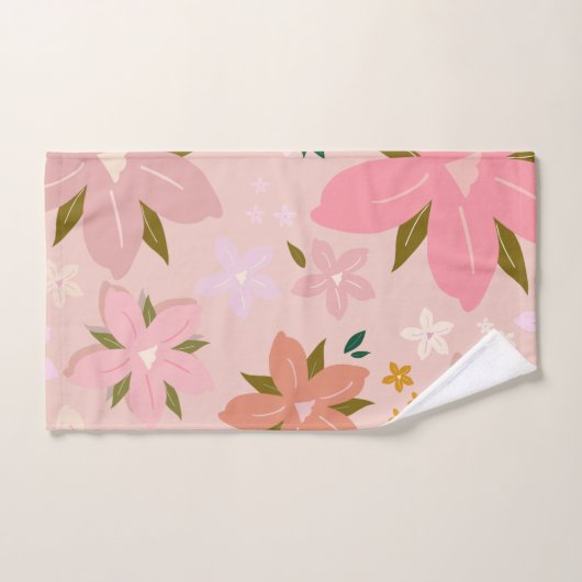 Les Fleurs 05 Bloemen Patroon Blush Roze Bloemen Bad Handdoek (Handdoek)