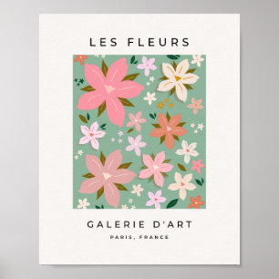 Les Fleurs 07 Abstracte Bloemen Groene Blozen Bloe Poster