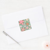 Les Fleurs 07 Abstracte Bloemen Groene Blozen Bloe Vierkante Sticker (Envelop)