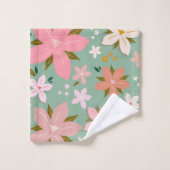 Les Fleurs 07 Fleurs Abstraites Vert Blush Floral (Gant de toilette)