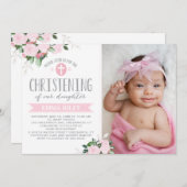 Les fleurs florales roses| Invitation de Christeni (Devant / Derrière)