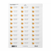 Les fleurs orange retournent étiquette (Feuille entière)