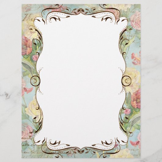 Les Fleurs Peony Rose Tulip Papier à lettres flora (Devant)