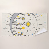 Les fleurs planent le soleil et la lune graphisme (Serviette de bain)