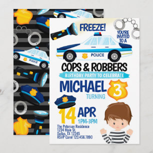 Les flics et les voleurs Invitation de fête d'anni