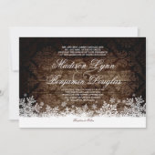 Les flocons de neige en bois rustique Invitations (Devant)
