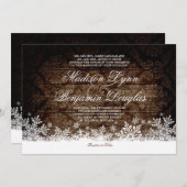 Les flocons de neige en bois rustique Invitations (Devant / Derrière)